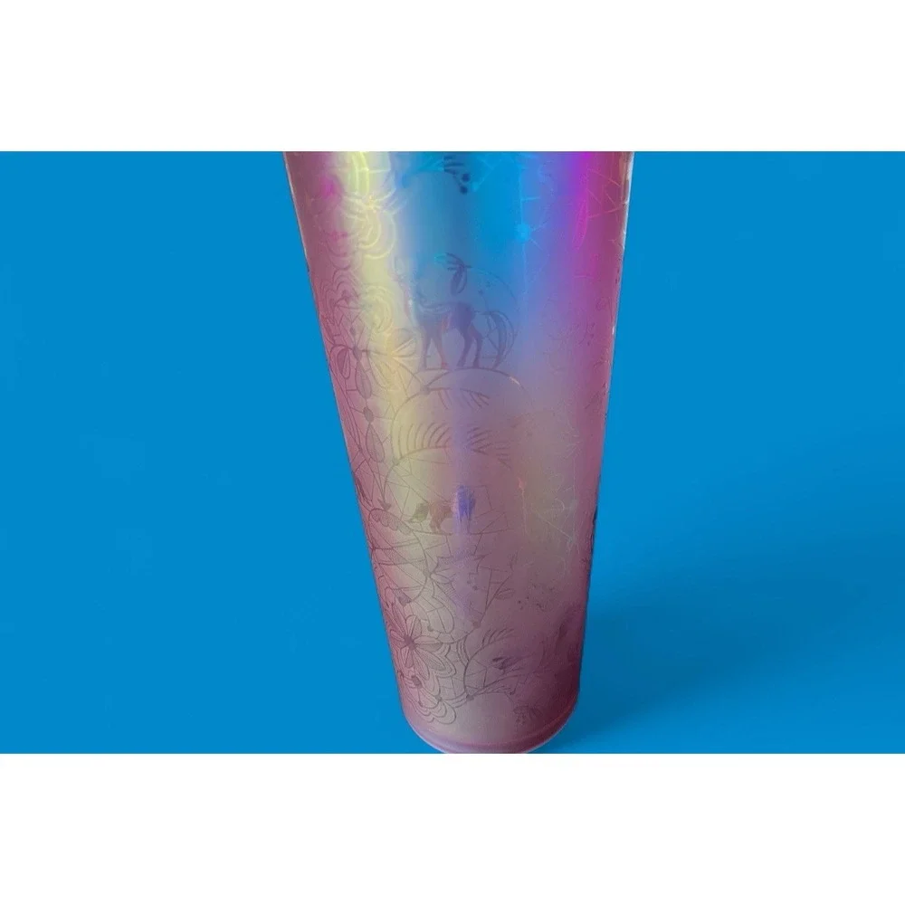 Starbucks 2022 Holiday Woodland‎ Light Pink Tumbler 24 oz Deer Iridescent Lace